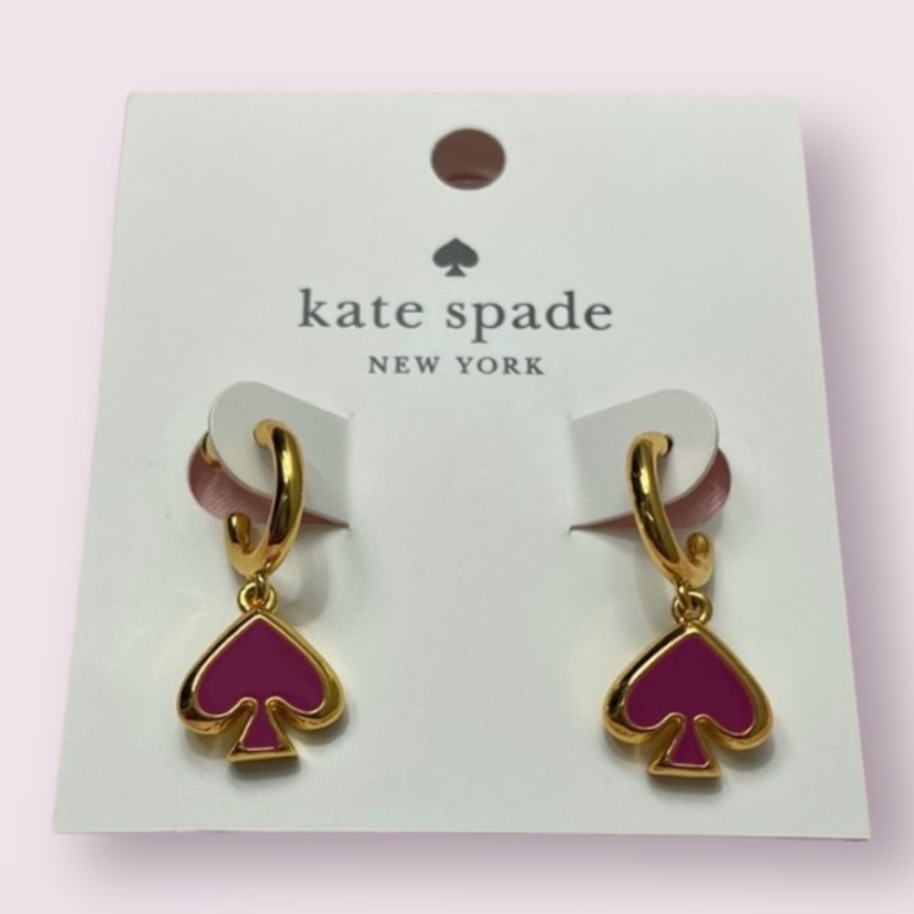 Kate Spade Fuscia Purple spade earrings NWT